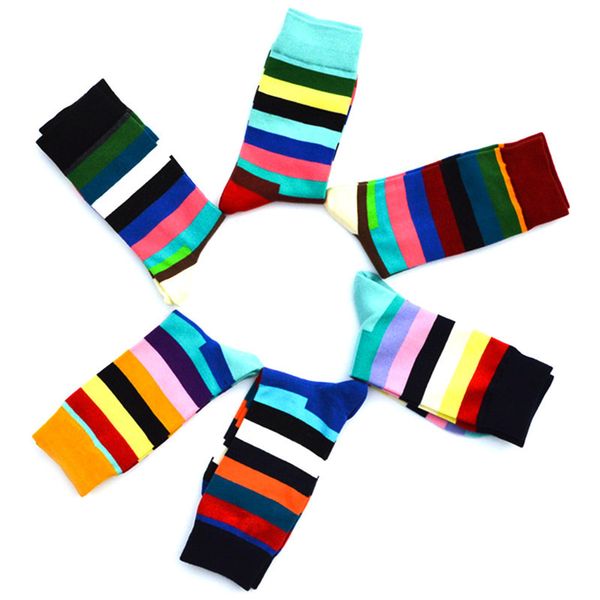 

retro sports fitness socks sweden style contrasted color stripe pattern climbing running breathable cotton socks for men women, Black