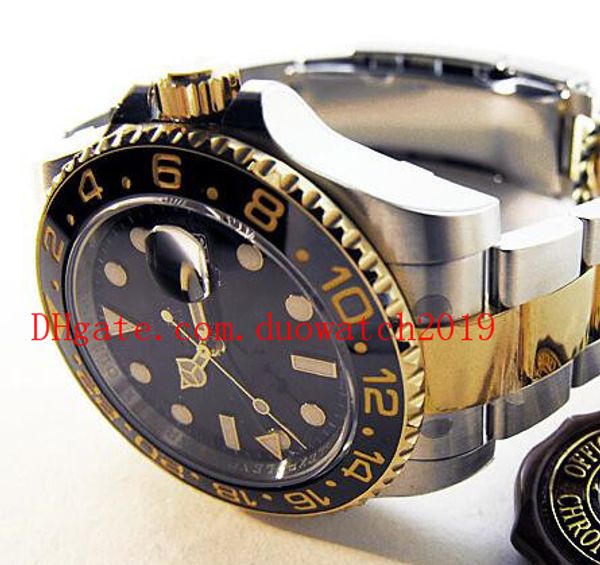 

selling wristwatches sapphire movement 40mm ceramic bezel two tone gold gmt 116713ln automatic mechanical mens watchesmechanical, Slivery;brown