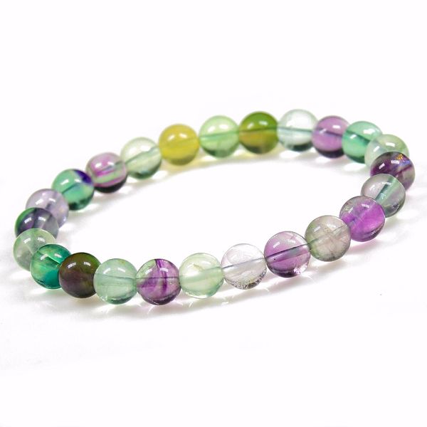 

aurora aaa+ rainbow color fluorite round shape beads natural stone beads for jewelry ombre bracelet women meditation yoga, Black