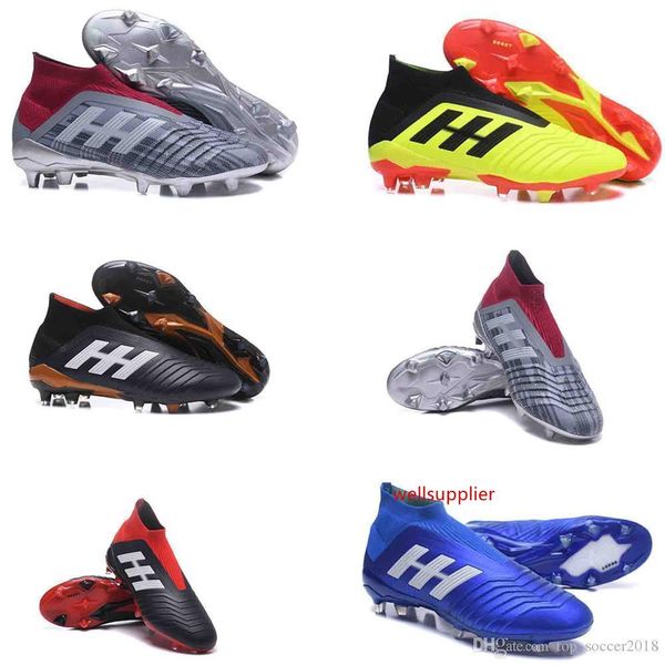 

youth pogba predator 18 original fg football boots laceless lace up mens high ankle kids soccer cleats outdoor soccer shoes size 35-45