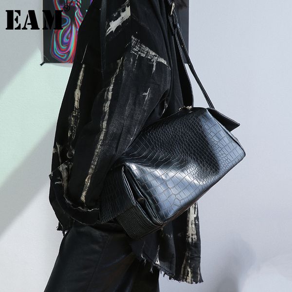 

eam] women new black pocket split joint pu leather personality accessories fashion tide all-match spring autumn 2020 1s512, Black;brown