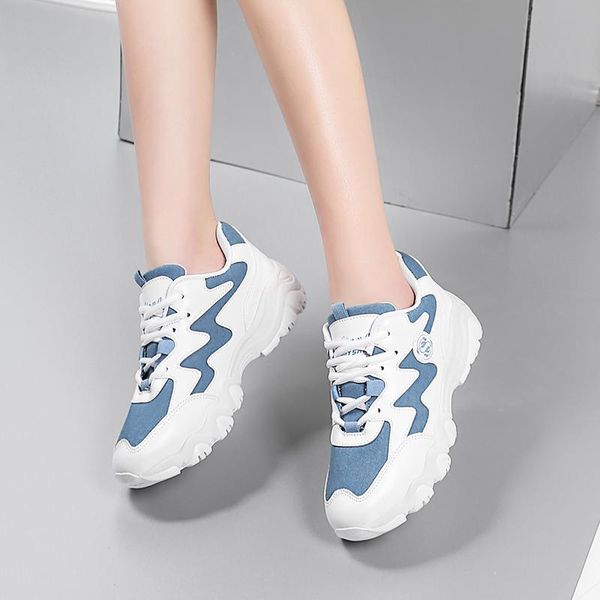 

women's designer casual shoes fashion breathable outdoor indoor universal thick bottom leather surface white gray blue casual sneakers, Black