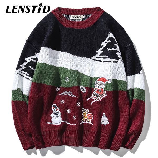 

lenstid men hip hop sweaters christmas gifts vintage knitted pullovers streetwear harajuku 2020 autumn casual chino clothing, White;black