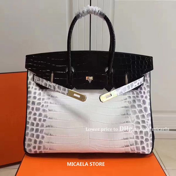 

crocodile 2020 brand fashion luxury designer bag handbags purses womens tote micaela two-tone genuine leather ladies hand bag crossbody bags