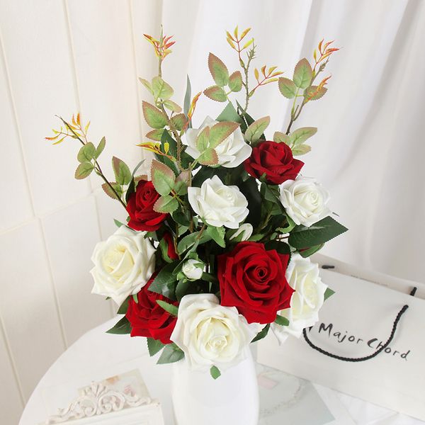 2019 3 Heads Vase Decor Rose Diy Artificial Simulation Fake Flower Silk And Plastic Home Wedding Christmas Decoration Artificial Plants For Decor From