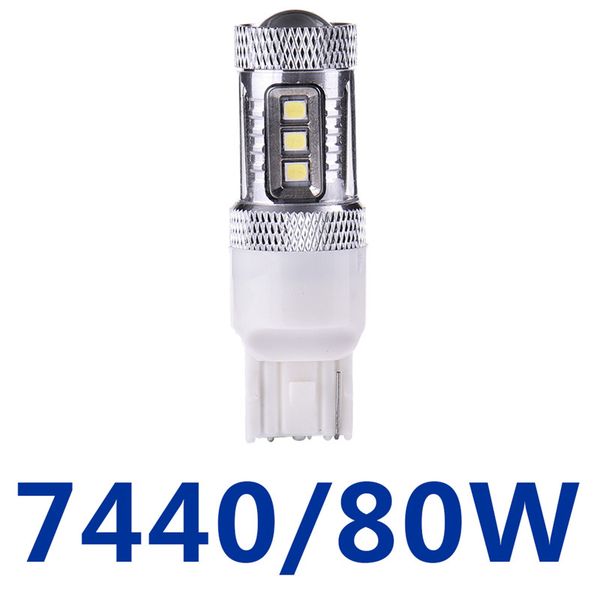 

2pcs high power 80w t20 7443 7440 led 16smd bulbs car reverse turn lights signal drl lights dc 12v-24v rear lamps led car