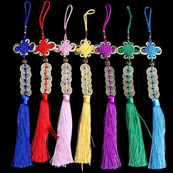 

car home feng shui coins wealth success chinese knot lucky coins five emperor money tassel ornament