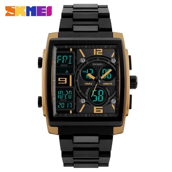 

skmei men fashion watches count down chronograph alarm sport watch watwrproof el light digital wristwatches relogio masculino, Slivery;brown