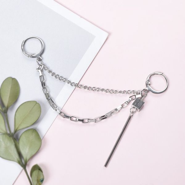 

1pcs kpop earring jungkook suga jimin double pierced ears steampunk stud earrings korean tassel earrings jewelry, Golden;silver
