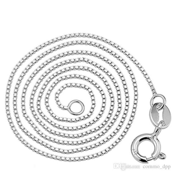 

wholesale 925 sterling silver 1mm box chains necklace for women's fashion jewelry in bulk 16 18 inch