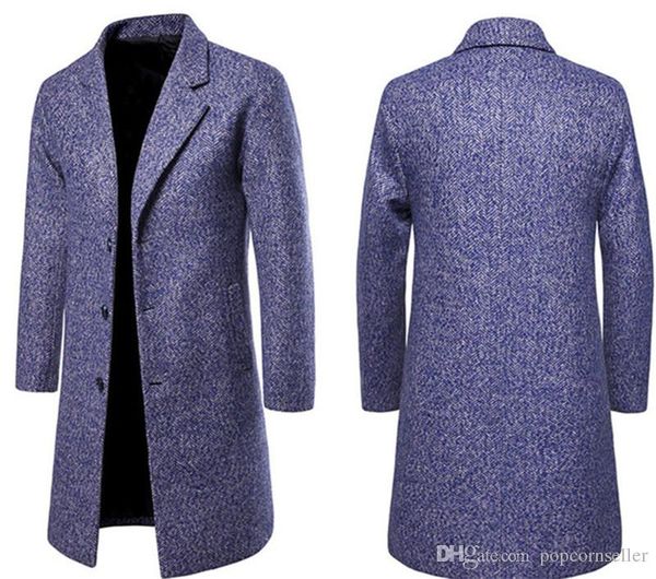 

mens new fashion designer woolen coat single breasted jackets mandarin collar medium length woollen coat coats designer apparel, Black