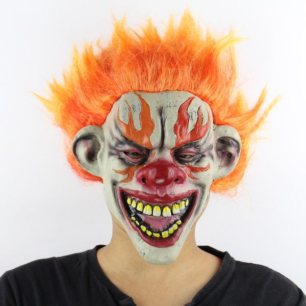 

festival party supplies flame clown horrifying mask masquerade halloween haunted house cosplay bar costume, Black;red