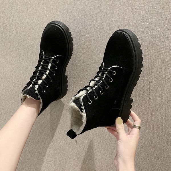 

women's boots autumn flat heel clogs platform shoes woman winter shoes lace up australia luxury designer booties ladies, Black