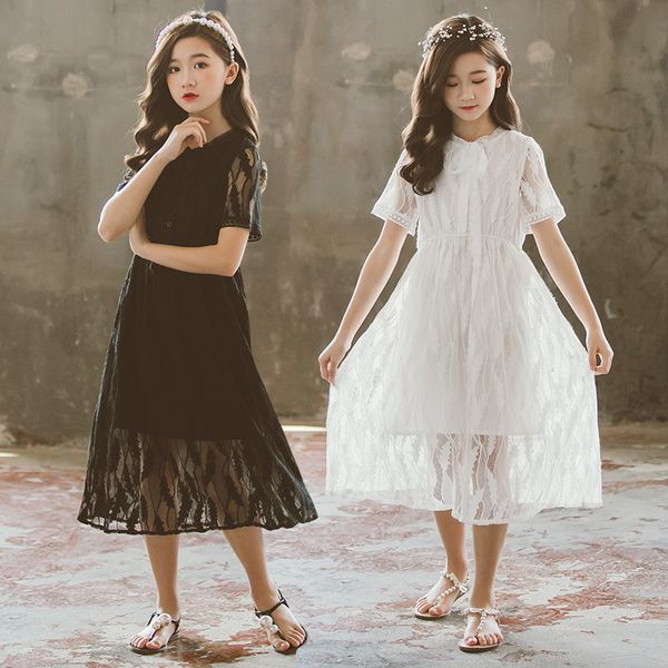 

2020 summer new kids girls lace princess dress korean teenager girls sweet long style dresses children party clothing, #8899, Red;yellow