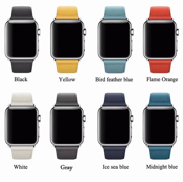 

Fashion Pure Color Leather strap for apple watch series 4/3/2/1 40/44mm Strap Replacement Wrist bracelet for iWatch 42 38mm