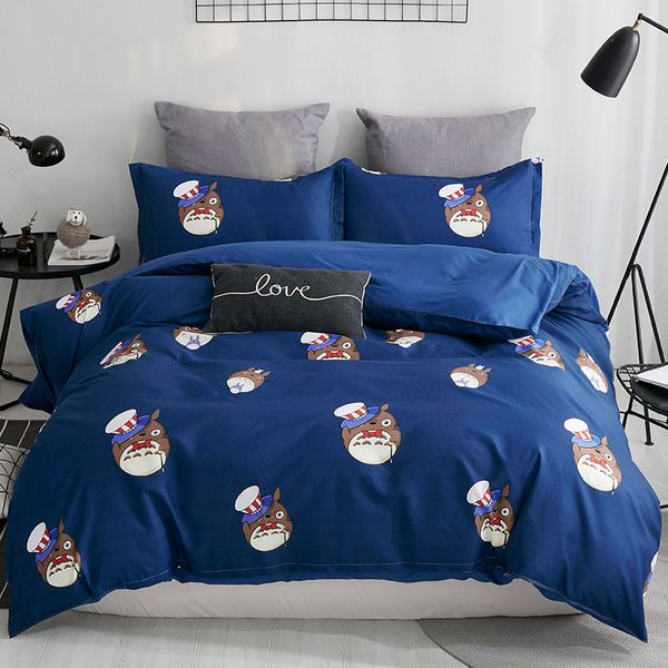

cartoon anime 4-piece cotton kids comforter bedding set thicken king size cute bed sheets pillowcases double duvet cover luxury
