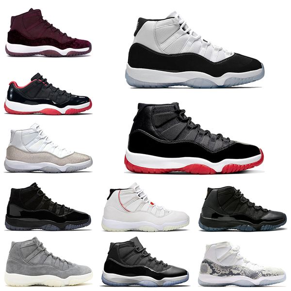 

11 mens basketball shoes 11s bred concord 45 metallic silver cap and gown jam men women sports sneakers size 36-47