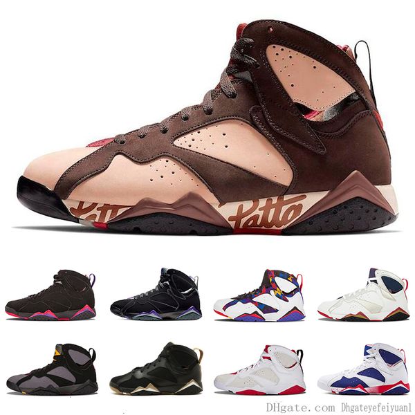 

2019 new 7s x patta men basketball shoes 7 bordeaux french blue gmp hare history of flight olympic blue mens sports sneakers