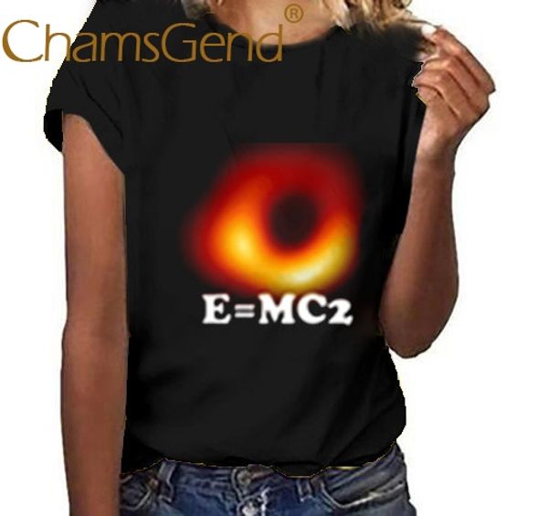 

summer t shirt femme 2019 black holes print tees shirt short sleeve funny t shirts women women plus size black holes apr, White