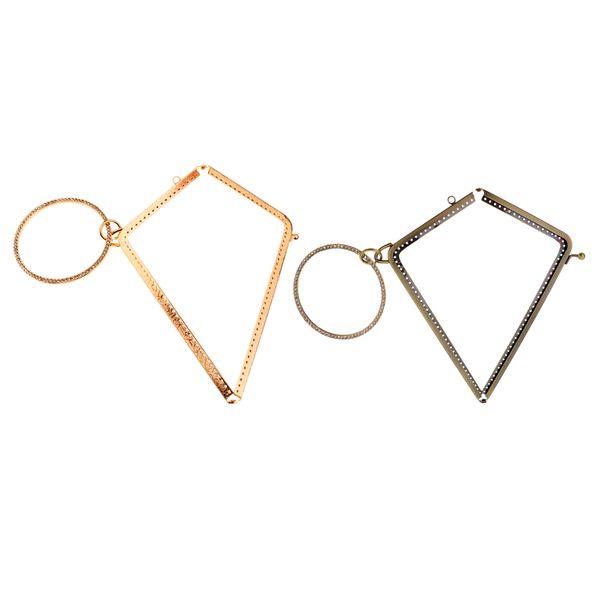 

2xretro metal purses handbags handle coins bag l shape kiss clasp lock frame, Black