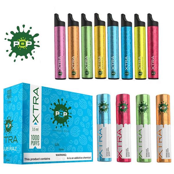 

Best Quality POP Xtra Disposable Device Pod Kit Extra 550mAh Battery 3.5ml Cartridges 1000 Puffs Disposable E Cigarettes Puff Vape Pen