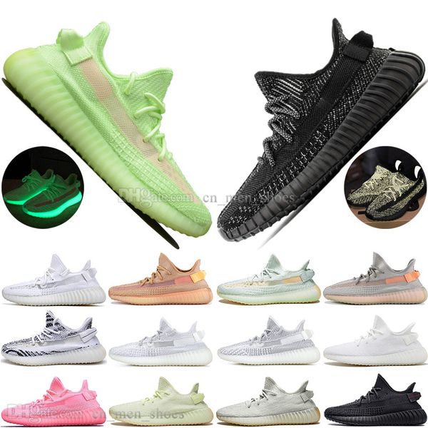 

new kanye west clay v2 static reflective gid glow in the dark mens running shoes true form women men sports designer sneakers us 5-13