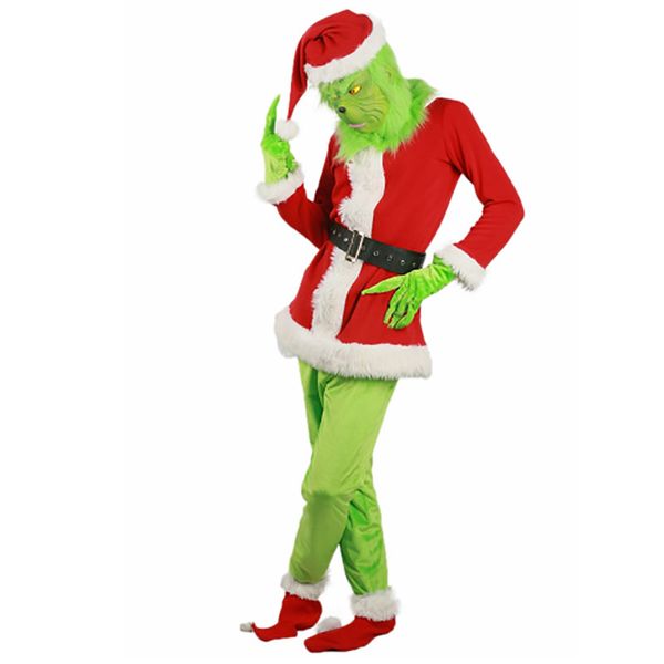 

2018 brand new sale santa claus grinch mascot costume stole christmas party suit outfits for men women, Red;yellow