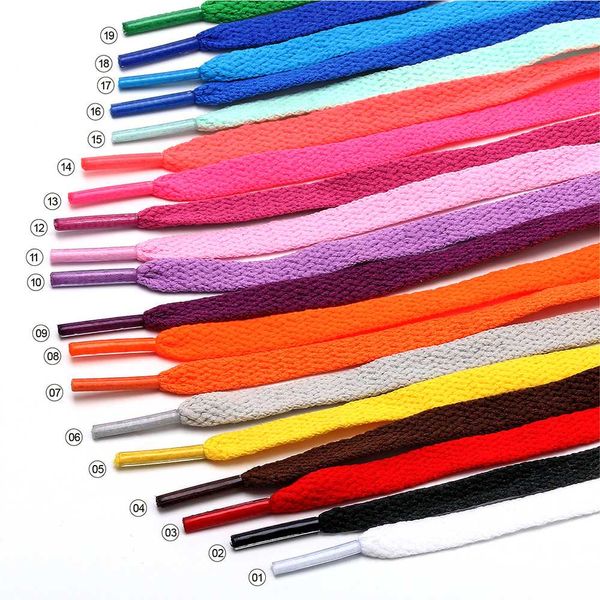 

1 pairs 50cm athletic sport sneakers flat shoelaces bootlaces shoe laces strings multi color shoelace, Black
