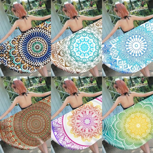 

oblong shape beach towel 3d digital mandala printing terylene bath towels superfine fibre swimming pool seaside cushion 14cs j1