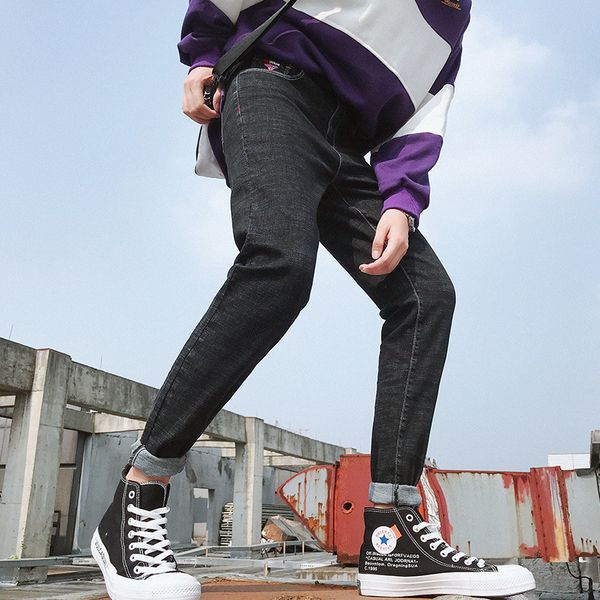 

new arrival casual slim elastic black jeans men ,men's pencil pants ,skinny jeans men 2019 pants, Blue