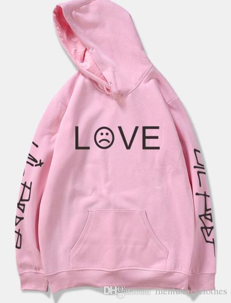

любовь письма печать hoodie для мужчин одежда лил peep марка мода пиджаков tops, Black