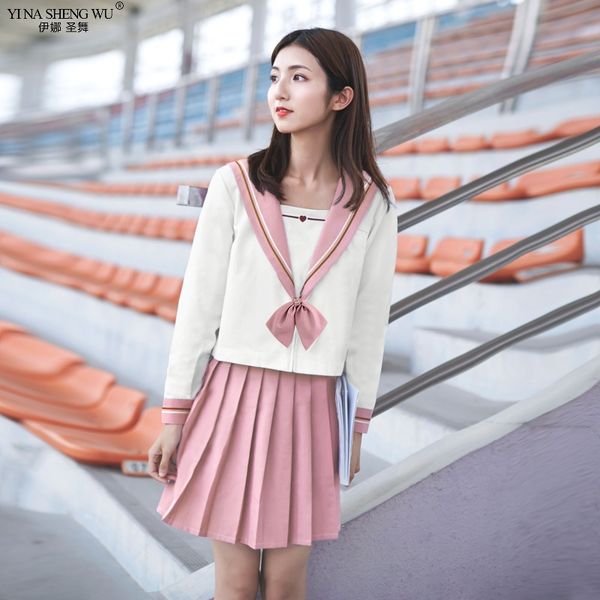 

pink&white japanese schoolgirl uniform cosplay costume jk uniforms sailor suits soft sister kansai lapel pure female students