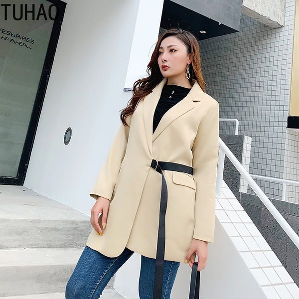 

tuhao plus size 4xl 3xl women blazer jacket 2020 spring office lady work office lady suit business female blazer coat wm24, White;black