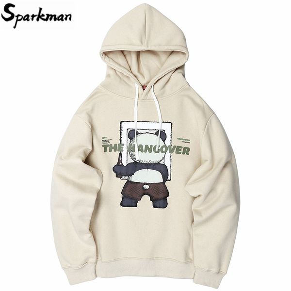 

hip hop men hoodie sweatshirt funny cartoon giant panda streetwear 2019 harajuku pullover hoodie cotton autumn winter fleece new, Black