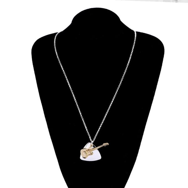 

personality creative music guitar alloy pendant ladies necklace, Silver