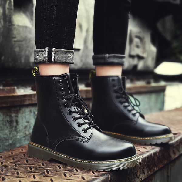 

men's shoes black high-cut boots martin boots british motorcycle boots thick wear-resistant non-slip rubber sole breathable antibacteri
