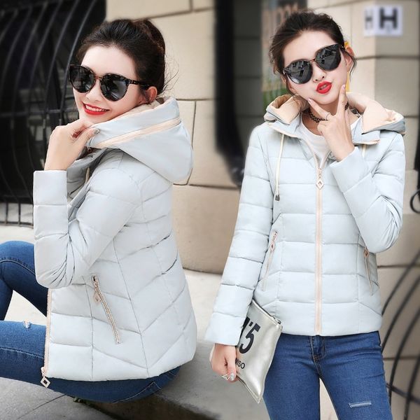 

winter 2018 new style cotton-padded clothes women's short korean-style slim fit down jacket cotton-padded clothes off season sma, Blue;black