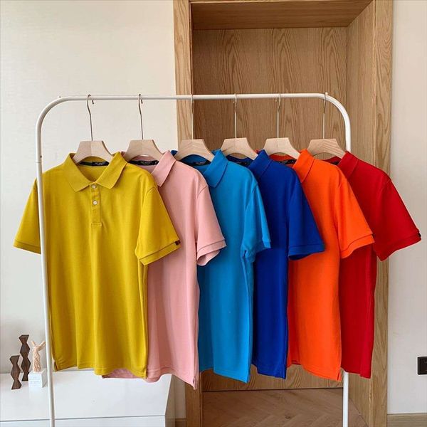 

12-color couple polo shirt 20 summer ladies short-sleeved t-shirt solid color business leisure, White
