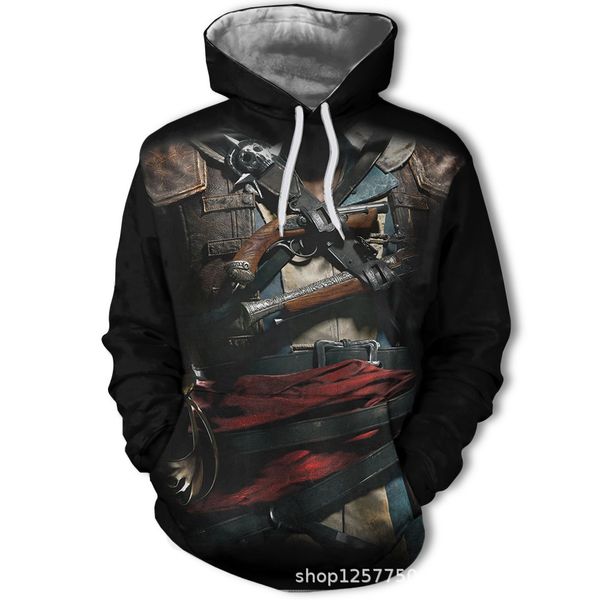 

mens designer cool character 3d digital printing sweater, Black