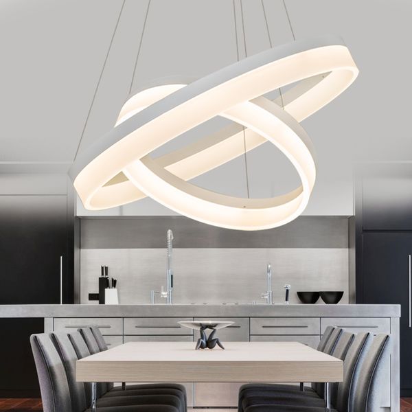 

Luxury Modern chandelier LED circle ring chandelier light for living room Acrylic Lustre Chandelier Lighting white sliver