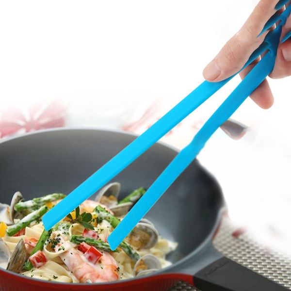 

handhold lightweight silicone food tong anti-scald kitchen supplies easy take flexible bbq clip baking tool non-slip stirrer