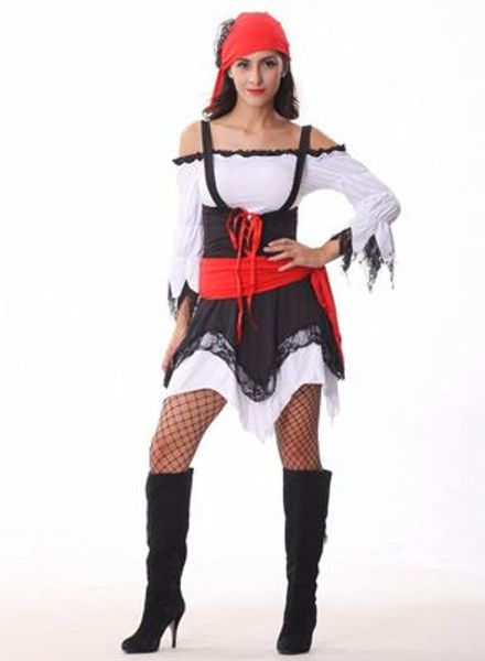

2019 новые европейские и американские костюмы для вечеринок на хэллоуин женские ролевые игры пиратский костюм ночные косплей сценические кос, Black;red