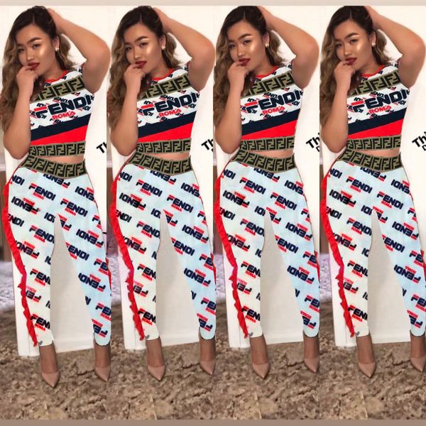 

Летние женские дизайнерские спортивные костюмы для женщин FF Letter с короткими рука