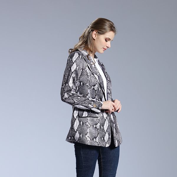 

european and american small suits selling snakeskin pattern cardigan long sleeve fashion jacket women suits female sets, White;black
