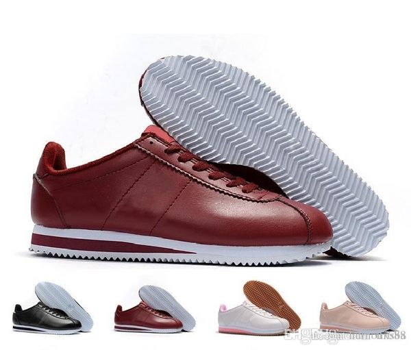 

2019 classic cortez basic leather casual shoes fashion men women black white red golden skateboarding sneakers size 36-44