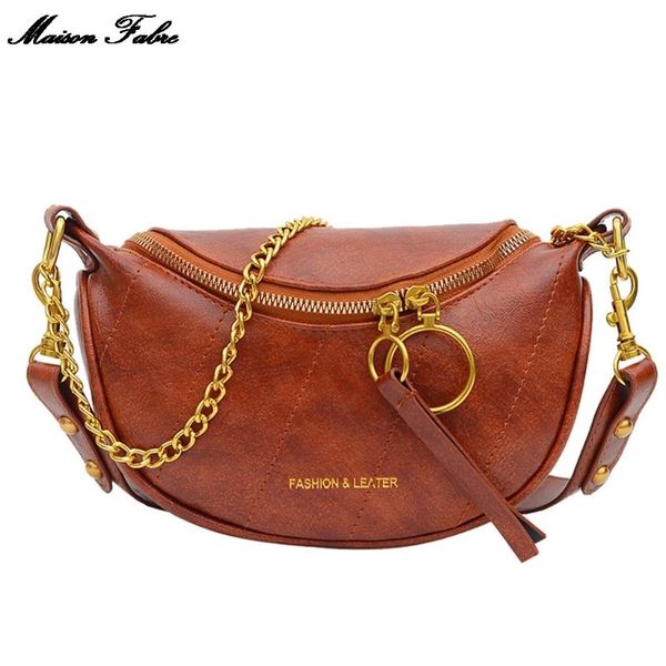 

maison fabre new 2019 fashion double zipper bags leather shoulder bags crossbody bag chest mobile phone bag