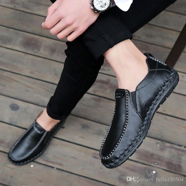 

genuine leather leisure dress shoe suede loafer official shoes gentle mens travel walk shoe casual comfort breath shoes for men brand design, Black