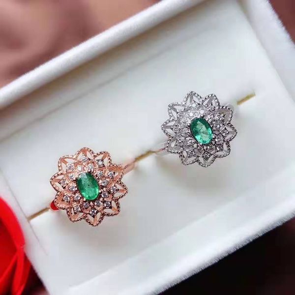 

natural emerald s925 ring classic fashion for women, Golden;silver