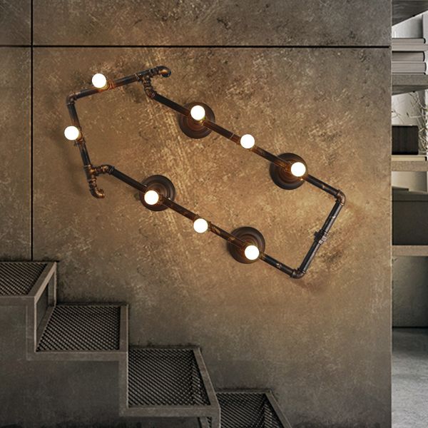 

led wall lamp loft style industrial retro iron living room corridor hanging lamp creative decor bedroom bathroom light fixtures