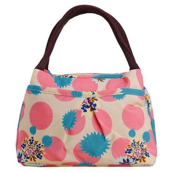 

print women handbags lunch bag tote (pink circles, Blue;pink